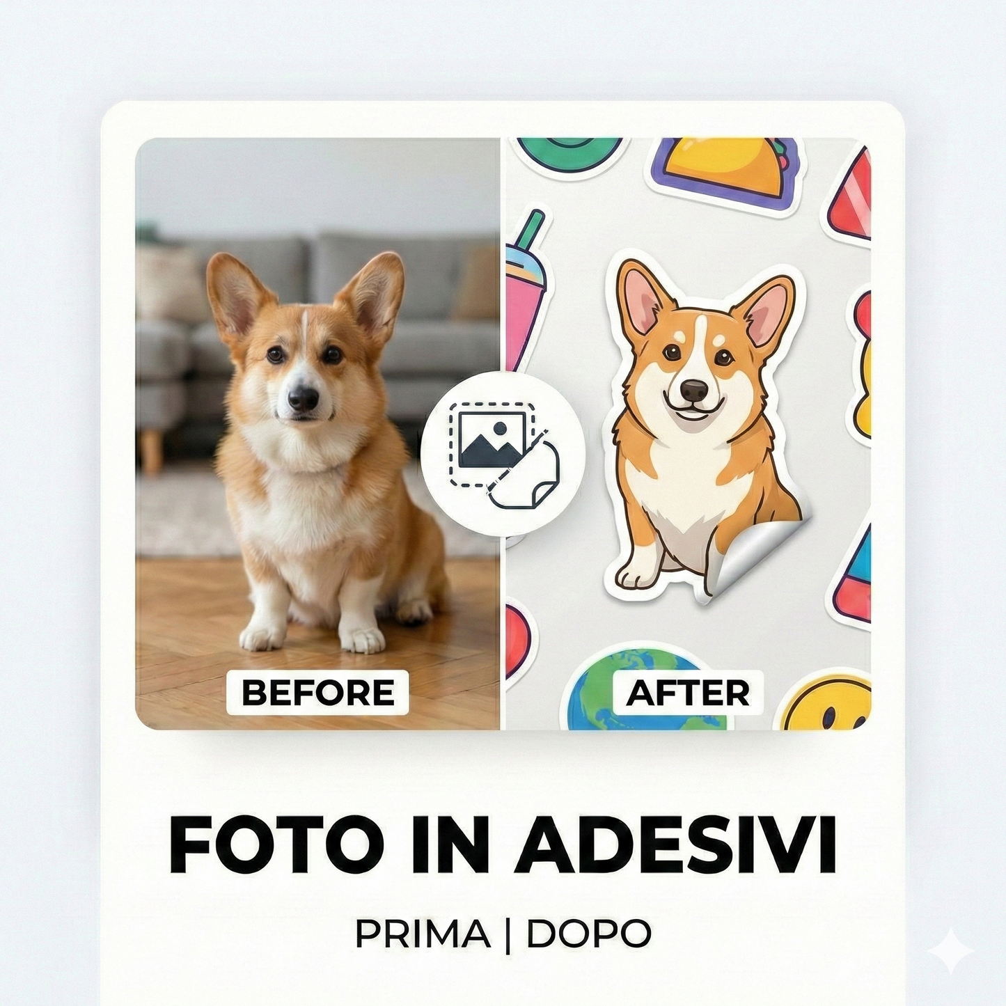 Trasforma foto in adesivi cartoon